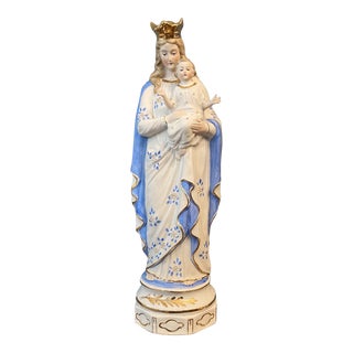 Bisque Porcelain French Madonna Figurine 19th Century For Sale