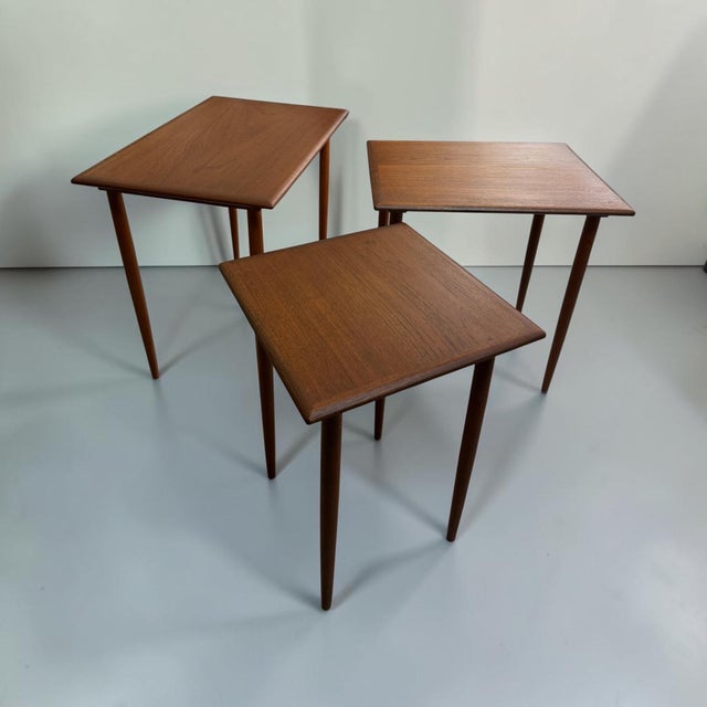Wood Mid-Century Modern Danish Teak Nesting Tables, 1960s, Set of 3 For Sale - Image 7 of 12