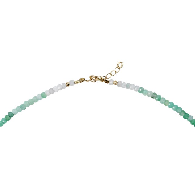 Ombre Light Emerald Necklace 14k Gold For Sale - Image 4 of 9