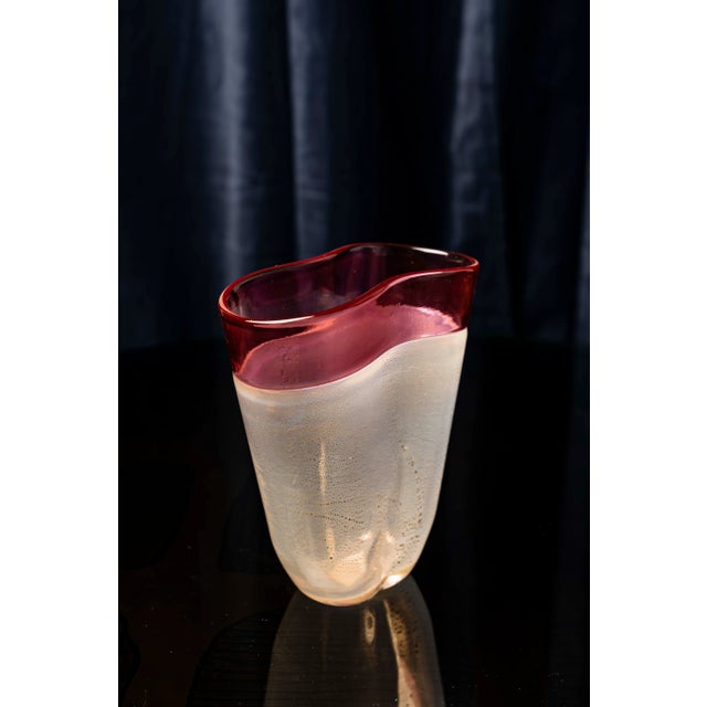 Murano Glass Vase in Gold and Pink by Pietro Toso, 1950s For Sale - Image 12 of 16