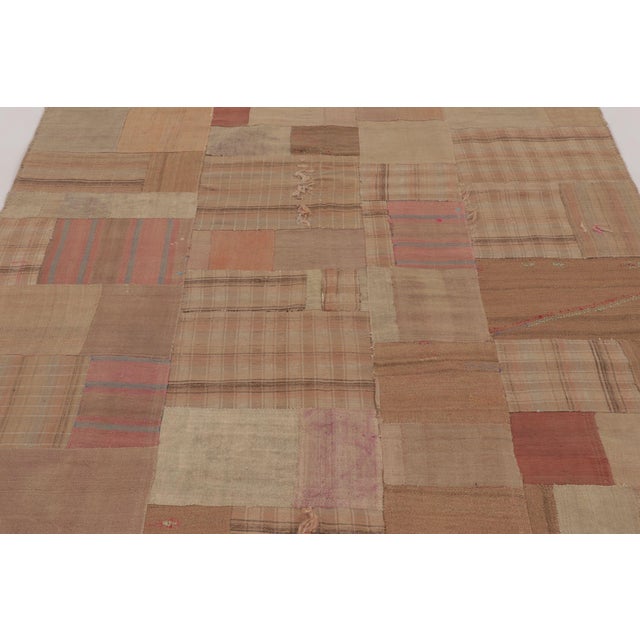 Rug & Kilim Vintage Turkish Patchwork Rug in Brown and Colorful Design - Rug & Kilim For Sale - Image 4 of 10