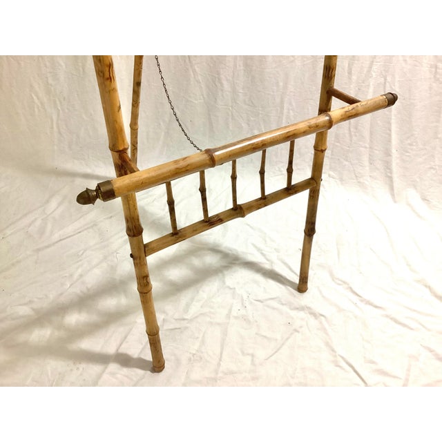 Wood Late 19th Century Victorian Tortoiseshell Bamboo Floor Easel - Burnt Bamboo Display Stand For Sale - Image 7 of 11
