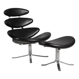Set of Corona Lounge Chair and Ottoman by Poul M. Volther For Sale