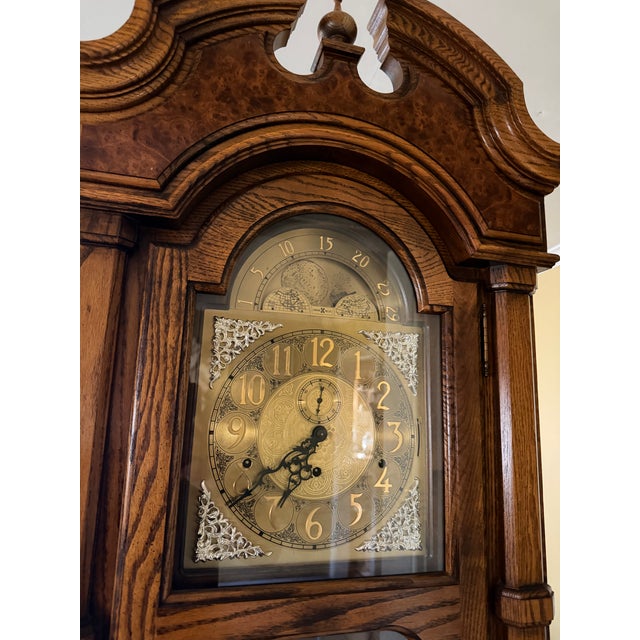 Howard Miller 1979 Grandfather Clock With Original Registration Plaques For Sale - Image 4 of 5