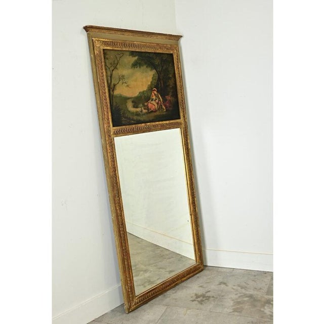 French 19th Century Painted Trumeau Mirror For Sale - Image 12 of 12