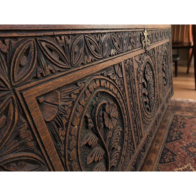 18th Century Carved Oak Fall-Front Bureau with Fitted Interior, 1760 For Sale - Image 6 of 10