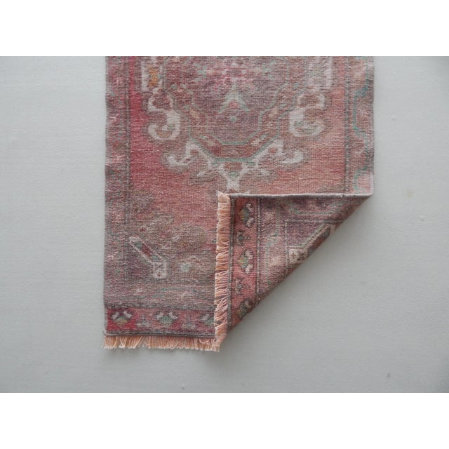 Textile Distressed Small Turkish Oushak Runner 1'8" X 3'3" For Sale - Image 7 of 8