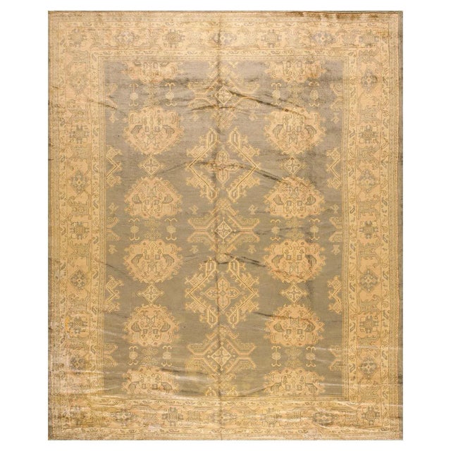 Textile Beautiful Floral Design and Sand Background Color Antique Chinese Art Deco Rug For Sale - Image 7 of 7