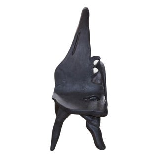 Andrianna Shamaris Triple Burnt Teak Wood Sculptural Chair For Sale