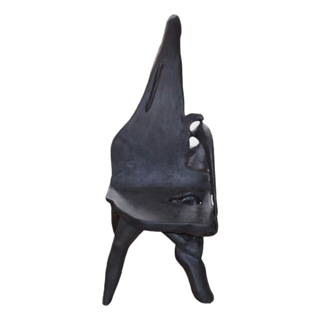 Andrianna Shamaris Triple Burnt Teak Wood Sculptural Chair For Sale