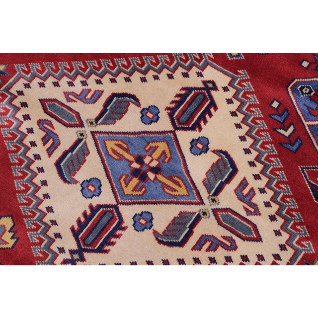 Shabby Chic Rustic Shirwan Red/Beige Wool Rug - 4'4''x6'6'' For Sale - Image 4 of 10