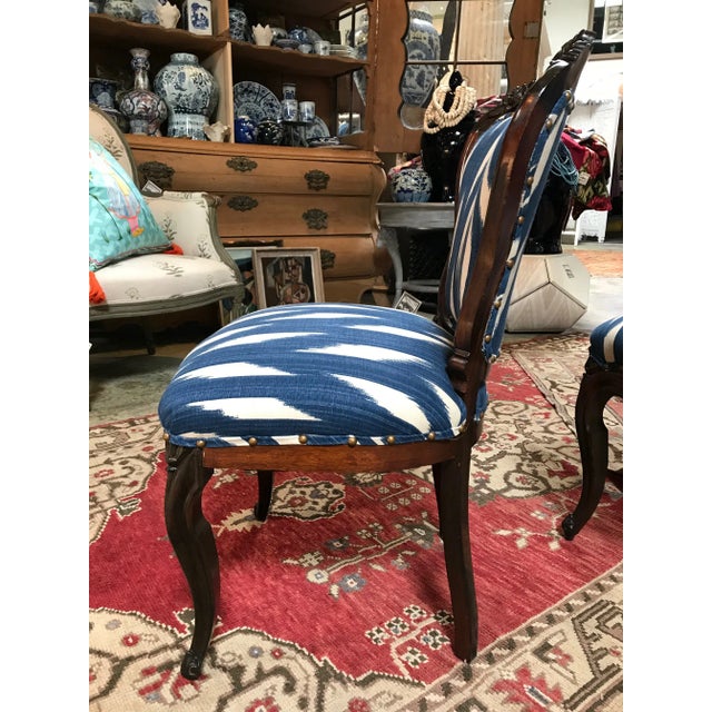 Antique 19th C. Magesy Abercorn Rococo Ikat Upholstered Side Chairs - a Pair For Sale - Image 4 of 10