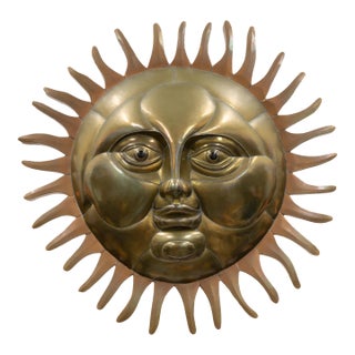 Large Vintage Brass and Copper Sun Sculpture by Sergio Bustamante For Sale