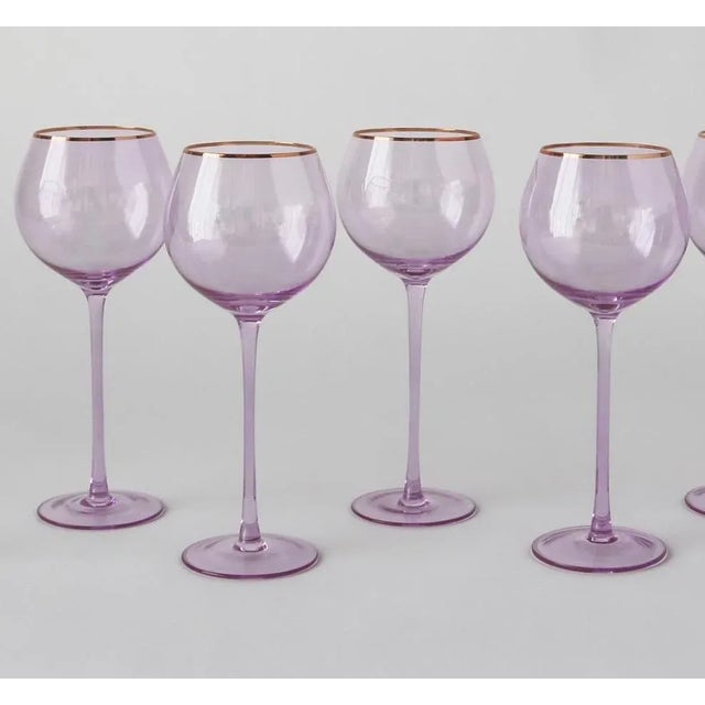 Siren Beverageware Misty Lilac + Gold White Wine - Set of 4 For Sale - Image 4 of 4