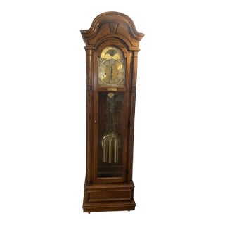 Vintage 1980s Ridgeway Grandfather Clock With German Urgos Movement For Sale
