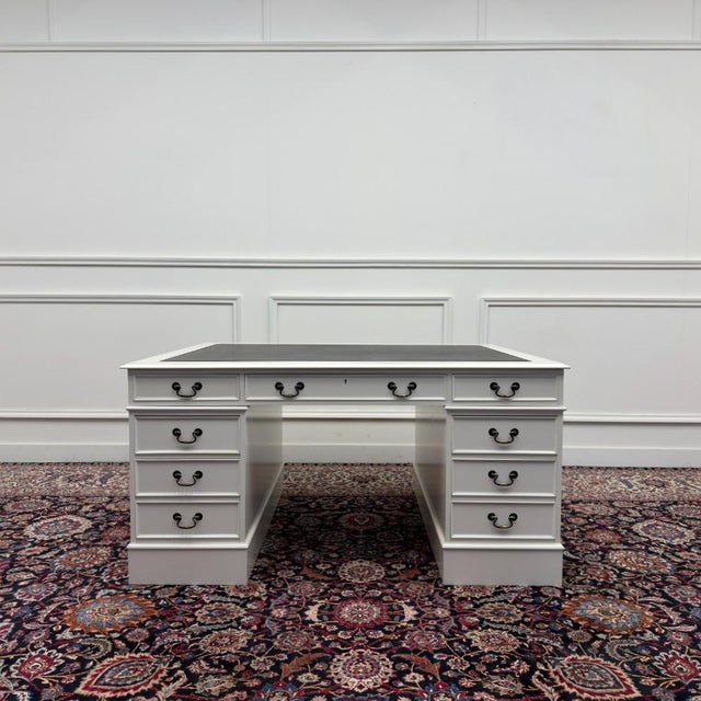 English Classic White Partner Desk For Sale - Image 4 of 18