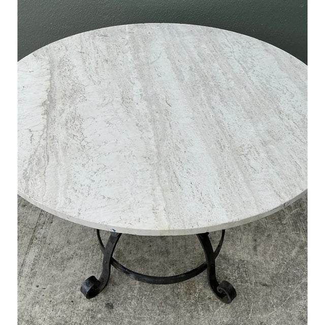 Vintage Wrought Iron Dining Table With Stone Top For Sale In West Palm - Image 6 of 12