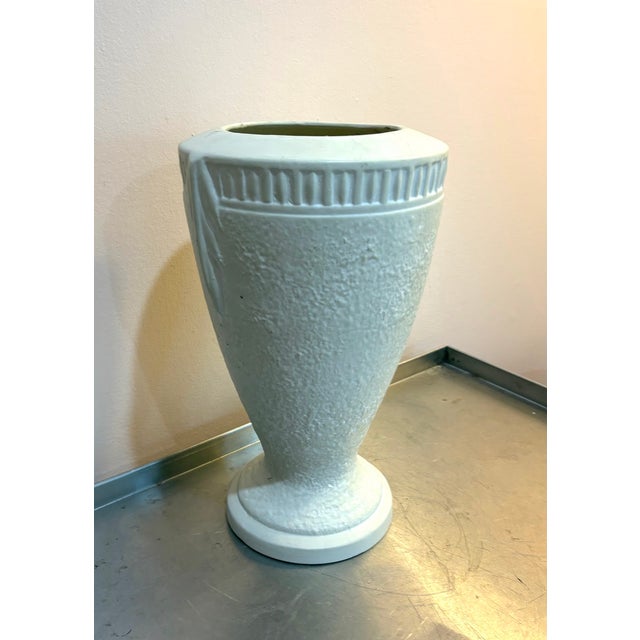 Postmodern Cream Plaster Greek Key Vase For Sale - Image 3 of 4