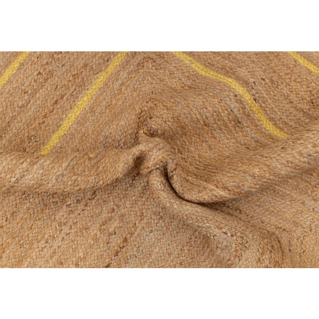 Yellow Natural Jute Wave Scallop Rug 2.5x6 Ft. For Sale - Image 11 of 12