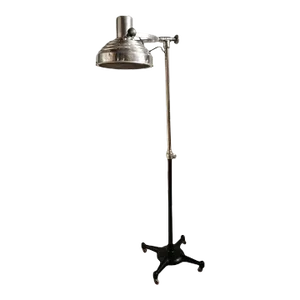 Vintage Mid 20th Century Chrome Industrial Floor Lamp on Wheels