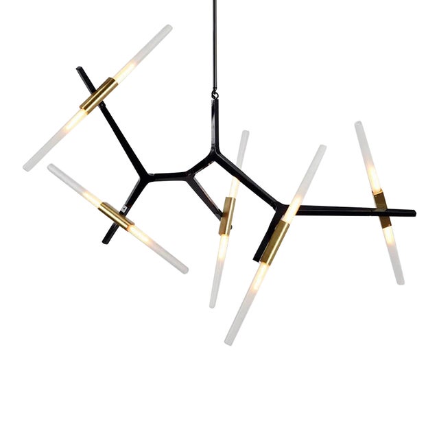 Lindsey Adelman for Roll & Hill 10-Light Agnes Chandelier in Black and Brass For Sale