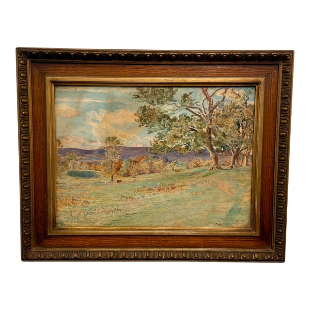 Antique 1920’s Watercolor Landscape Painting For Sale