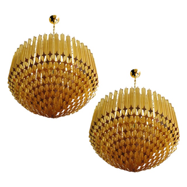 Quadriedri Murano Glass Chandeliers, Set of 2 For Sale