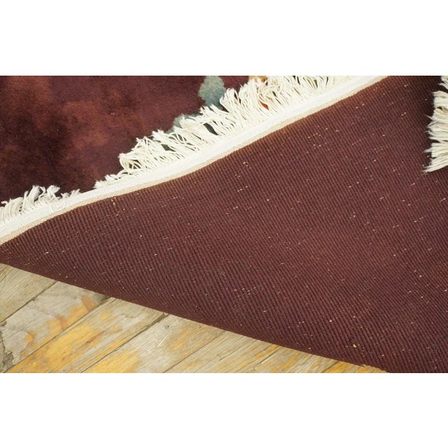 1920s Red Wine Floral Antique Chinese Art Deco Rug 8'8" X 11'4" Knotted Pile Wool Carpet For Sale - Image 12 of 12
