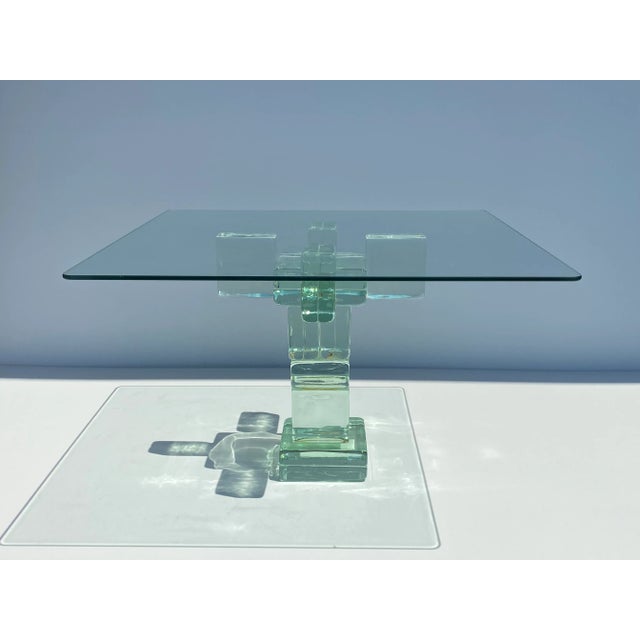 1980s Postmodern Glass Blocks Side Table For Sale - Image 13 of 13