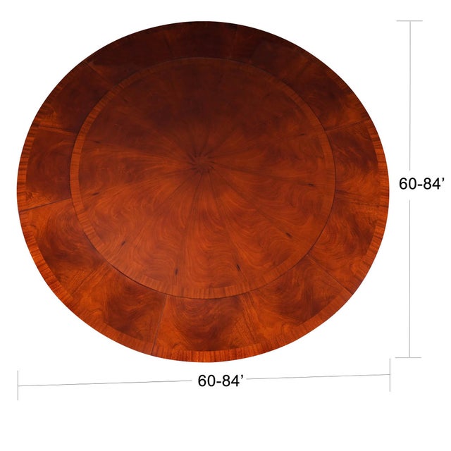 A sixty inch round Perimeter Dining Table from Niagara Furniture produced with a high quality figured mahogany field and...