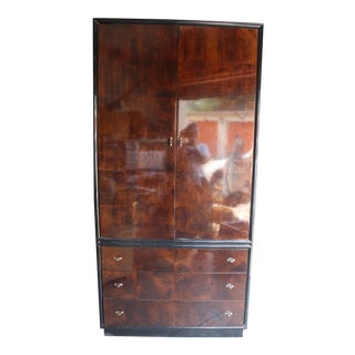 Henredon Scene Three Burled Wood Linen Press For Sale