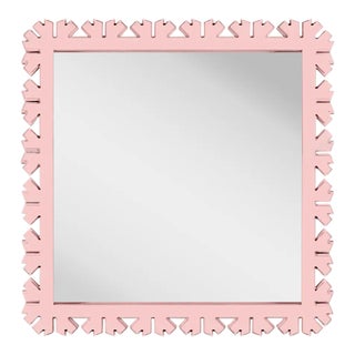 Fleur Home Audubon Bamboo Sticks Square Mirror in Authentic Pink, 35.5x35.5 For Sale