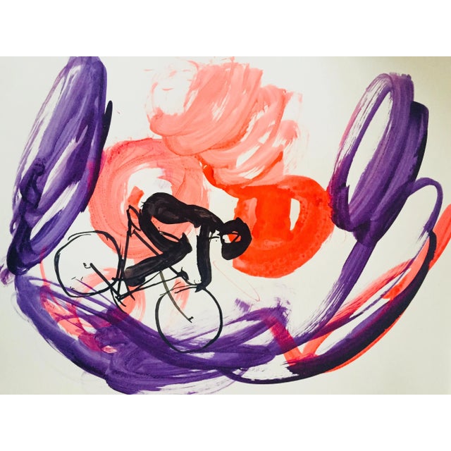 Abstract Expressionism "Swiss Alps" Racing Bikes Original by Erik Sulander For Sale - Image 3 of 3