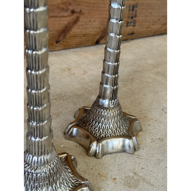 Pair of John Richard Silver Palm Tree Candlesticks Hollywood Regency For Sale - Image 9 of 13