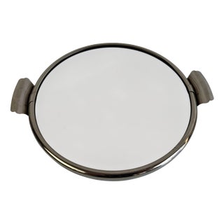 Czechoslovak Art Deco Functionalist Chrome and Mirrored Serving Tray, 1930s For Sale