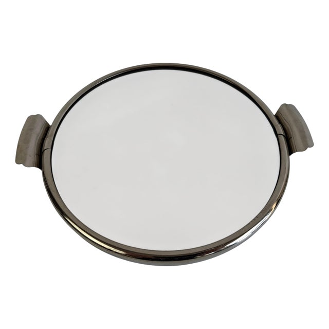 Czechoslovak Art Deco Functionalist Chrome and Mirrored Serving Tray, 1930s For Sale