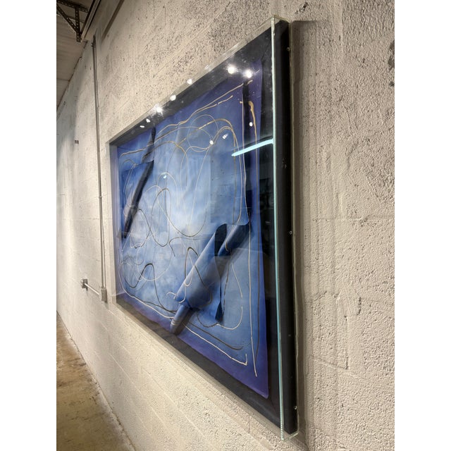 1990s Large Scale Abstract Acylic on Paper Art Encased in Plexiglass, Signed by Artist For Sale - Image 5 of 17