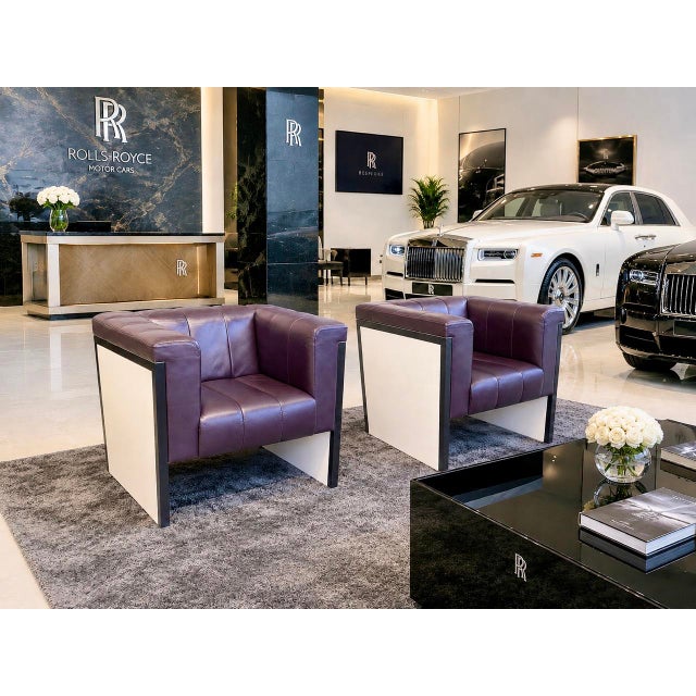 Vintage Echtleder Sessel Aus Rolls Royce Showroom Armchair - Heather Top Design Classic !, 1990s, Set of 2 For Sale - Image 6 of 7