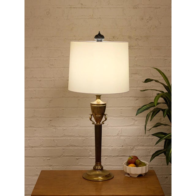 Neoclassical Mid 20th Century Neoclassical Brass Table Lamp For Sale - Image 3 of 8
