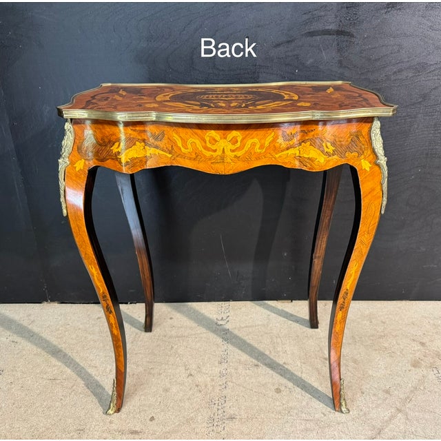 French Marquetry Lamp Table, 1890 For Sale - Image 14 of 16
