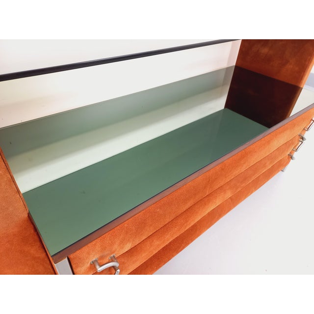 Red Vintage Italian Dressing Table in Suede Velvet, 1970s For Sale - Image 8 of 18