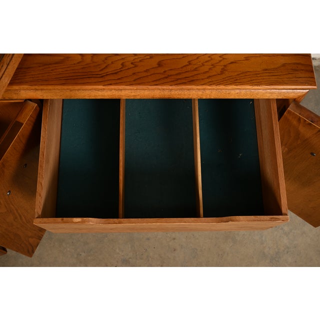 Century Furniture Mid-Century Modern Hollywood Regency Walnut Breakfront Bookcase Cabinet, Circa 1960s For Sale In South Bend - Image 6 of 10