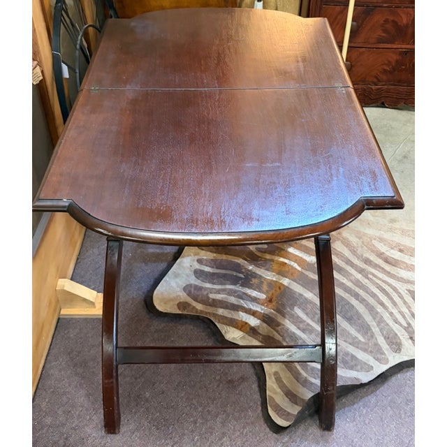Wood Antique English Campaign Coaching Table With Folding Mechanism For Sale - Image 7 of 10
