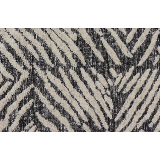 Contemporary Small Area Rug With Contemporary Stripes Pattern on Dark Gray Background For Sale - Image 3 of 10