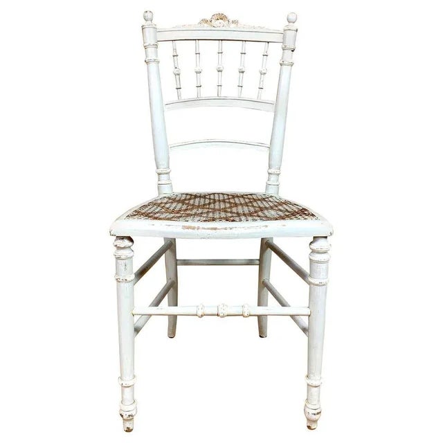 Louis XVI Chair in Light Grey Wood For Sale - Image 6 of 6