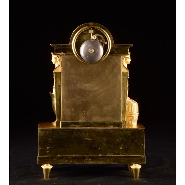 c.1820 Reiche Empire Gilt Ormolu Bronze Clock For Sale - Image 4 of 18