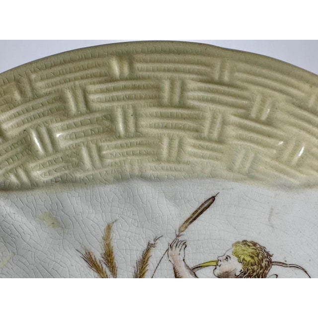 White Cupid Plate, Antique Transferware Handkerchief Plate For Sale - Image 8 of 9