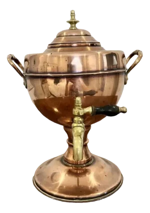 Antique Victorian Copper and Brass Tea Urn, 1850s