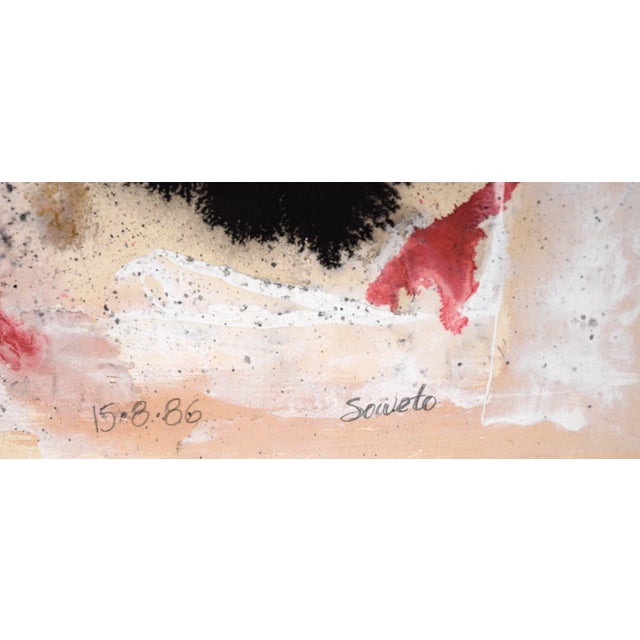 1980s "Soweto" Figurative Abstract Expressionist in Acrylic on Paper by Ricardo De Silva For Sale - Image 5 of 9