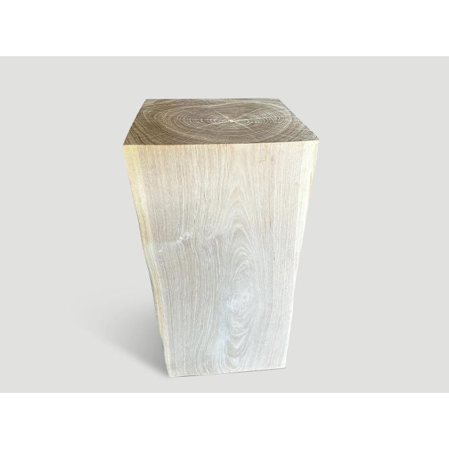 2010s Andrianna Shamaris Minimalist Bleached Teak Wood Side Table or Pedestal For Sale - Image 5 of 6